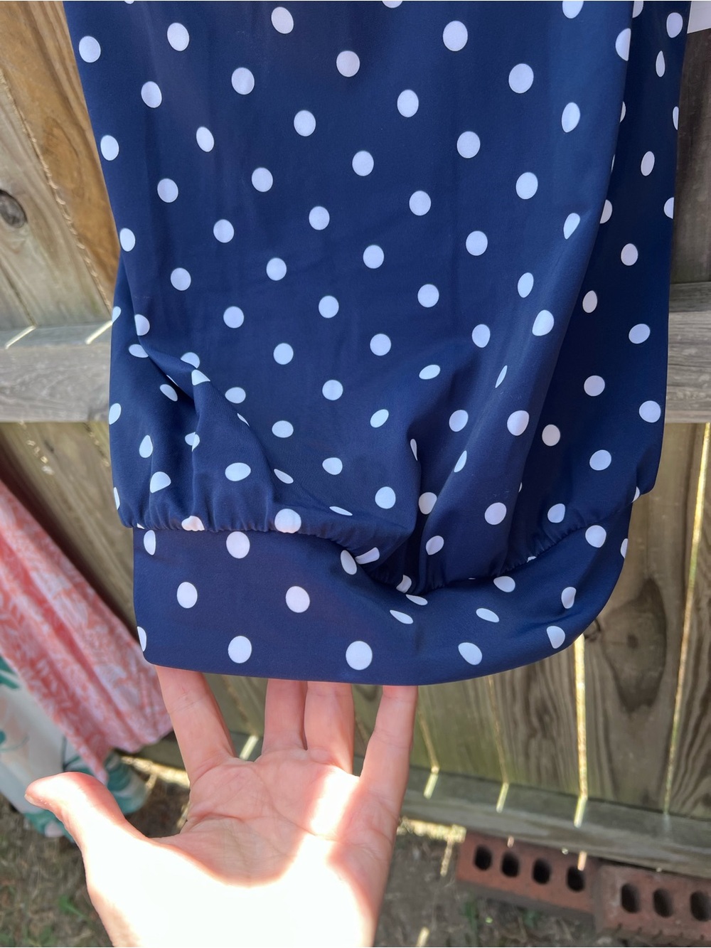 šLands End Navy Polka Dot blouson Tankini swim top - Picture 7 of 8